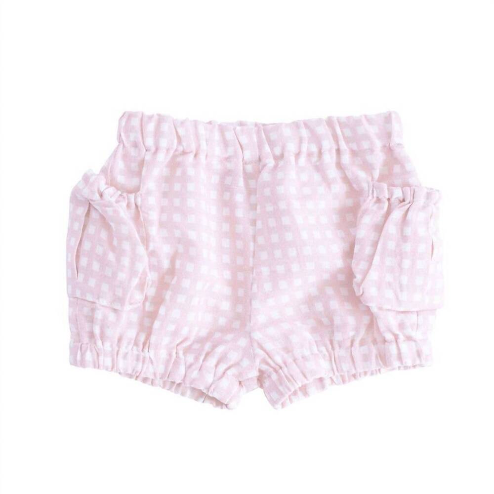 NEW LOUELLE kids' cotton short in dusty pink gingham